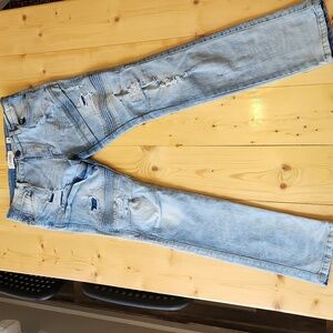 FWRD Denim Young Men's Blue Distressed Moto Skinny Straight Leg Jeans